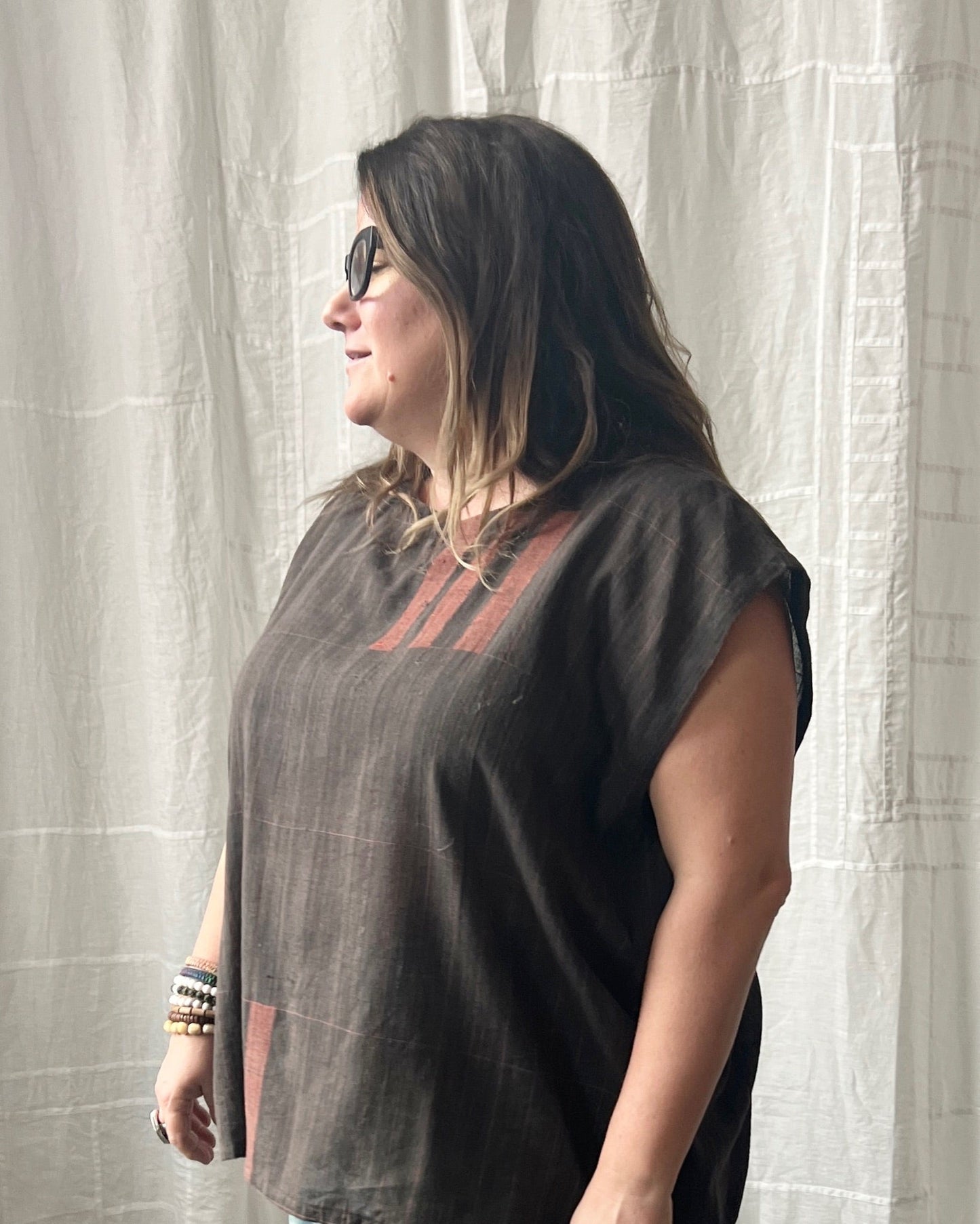 silk and cotton charcoal vest