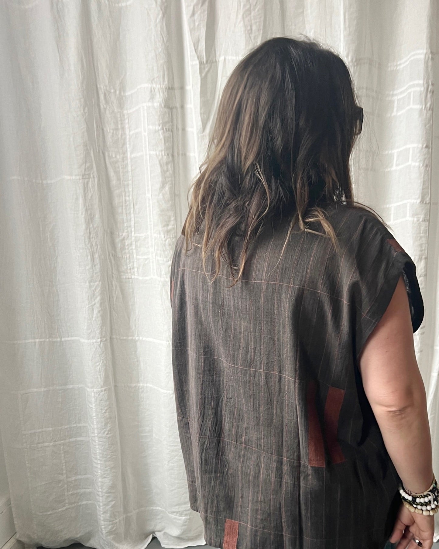 silk and cotton charcoal vest