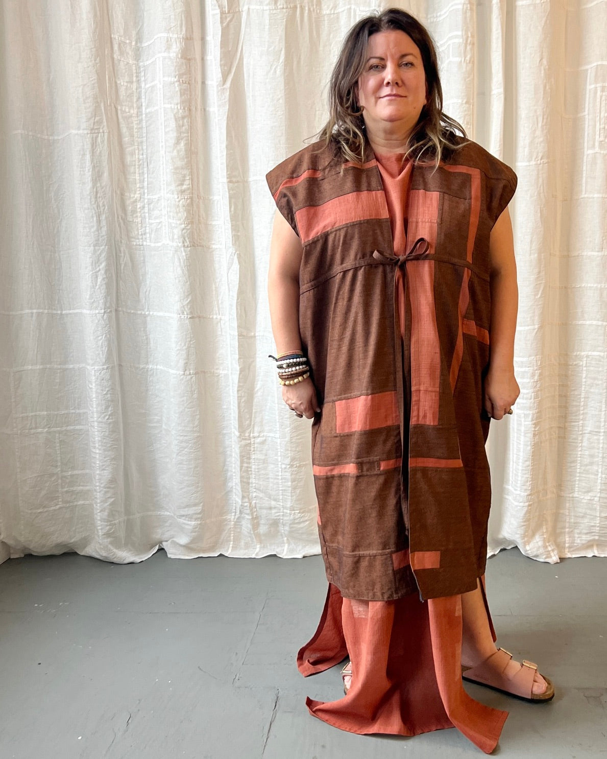 madder silk tie-waist gilet