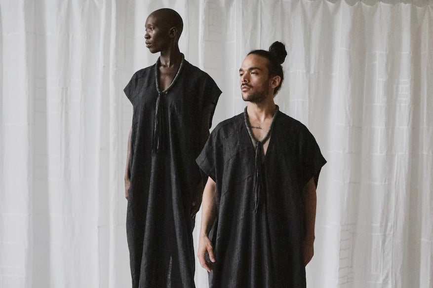 black leather sequins with deerskin tassel