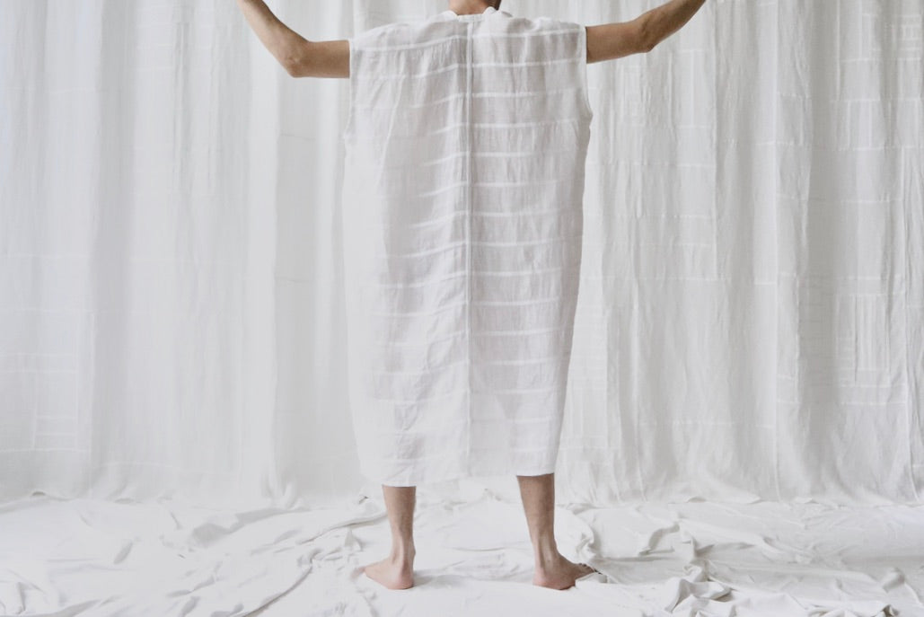 natural linen gauze caftan dress