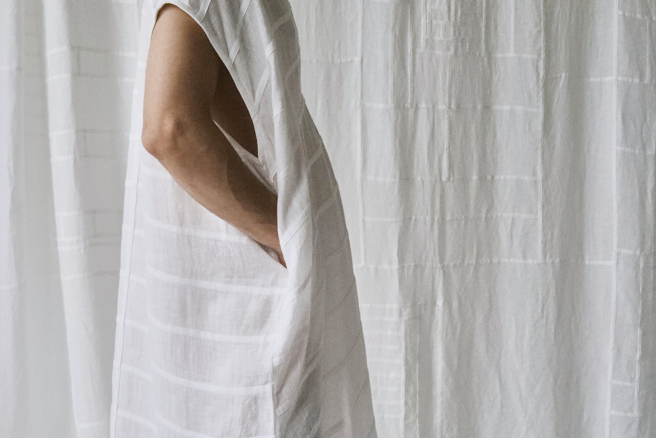 natural linen gauze caftan dress