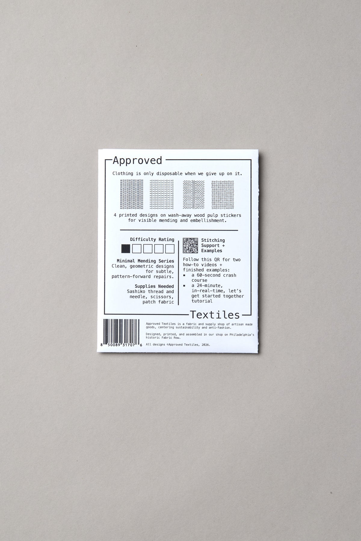 Vertical Dashes . Minimal Mending Series