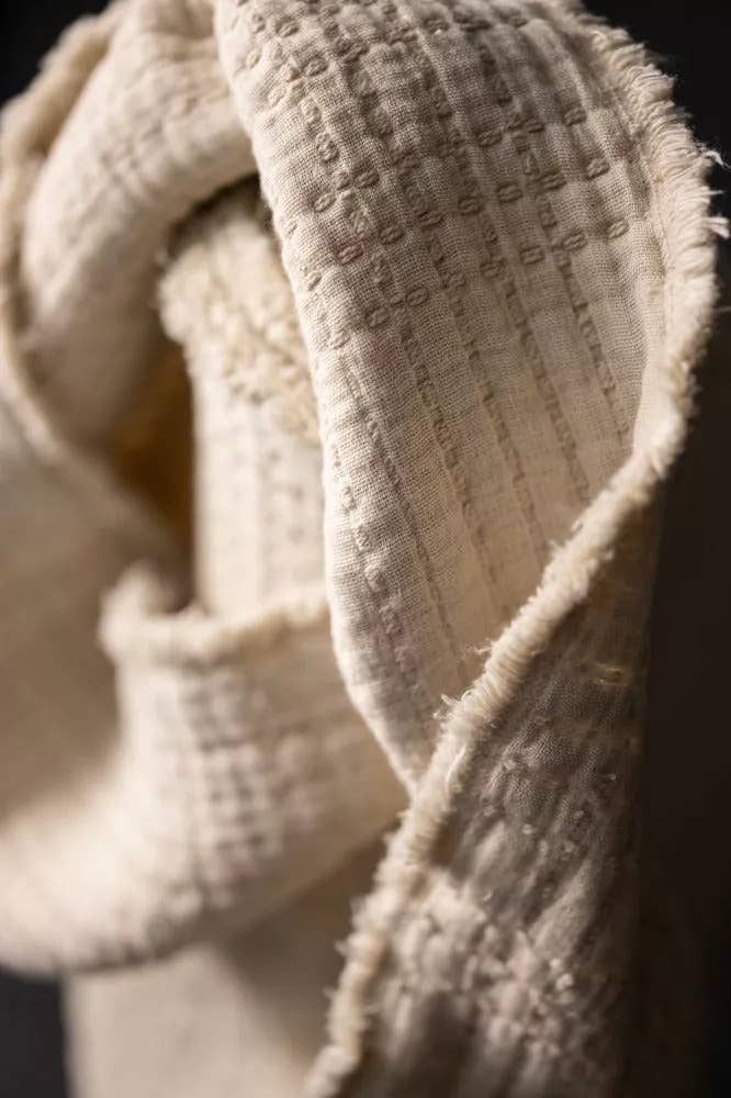 Soft Stitch Ecru Jacquard Cotton