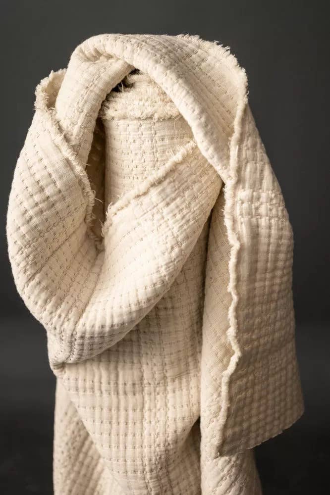 Soft Stitch Ecru Jacquard Cotton