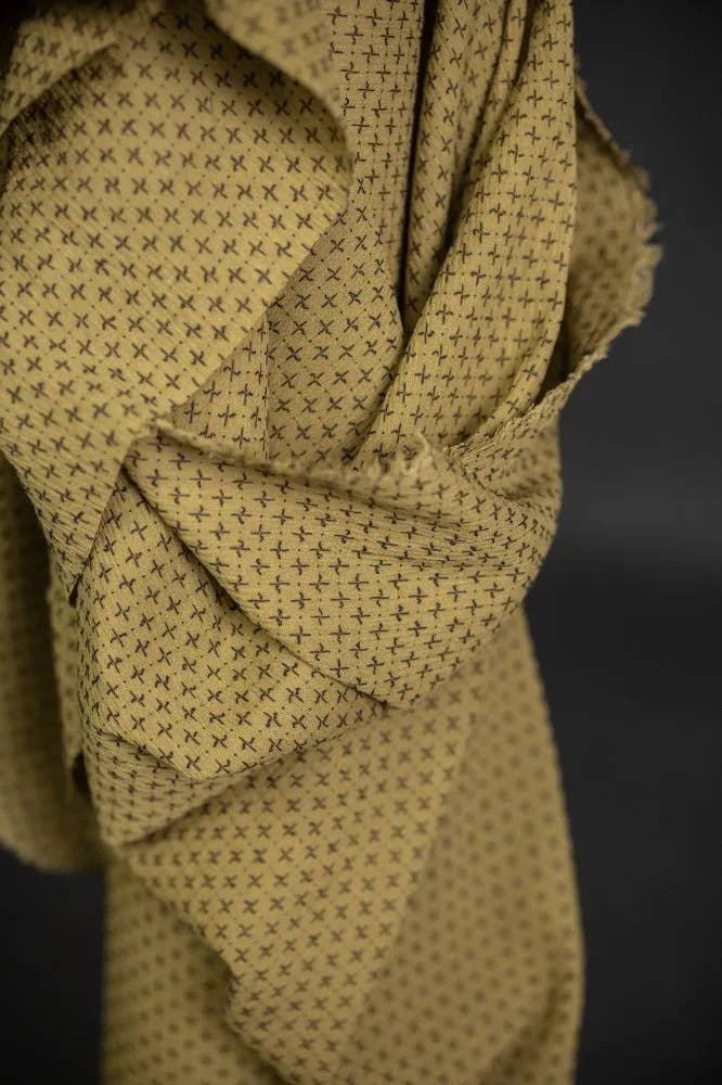 Salto Green Cross-Stitch Indian Cotton