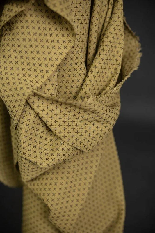 Salto Green Cross-Stitch Indian Cotton